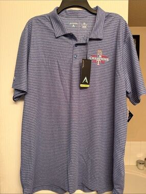 AFTCO Blue Striped Champions Polo